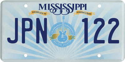 MS license plate JPN122
