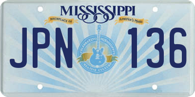 MS license plate JPN136