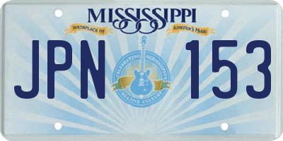 MS license plate JPN153