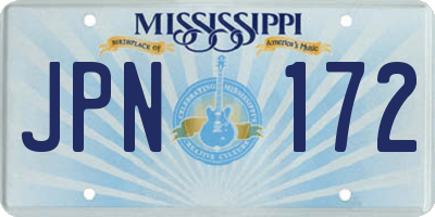 MS license plate JPN172