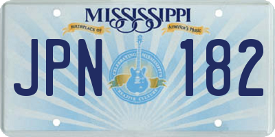 MS license plate JPN182