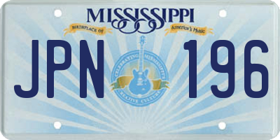 MS license plate JPN196