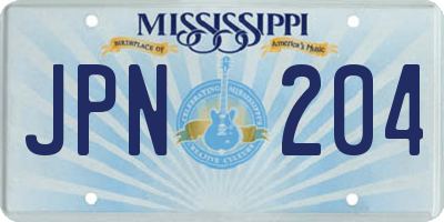 MS license plate JPN204