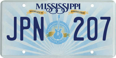 MS license plate JPN207