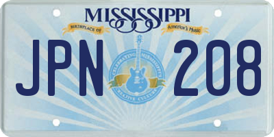 MS license plate JPN208
