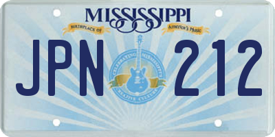 MS license plate JPN212
