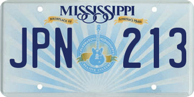 MS license plate JPN213