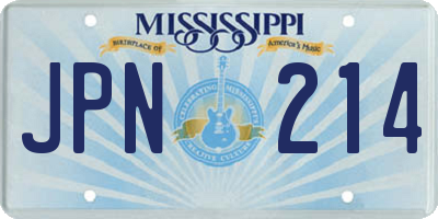 MS license plate JPN214