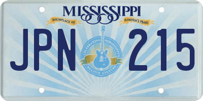 MS license plate JPN215