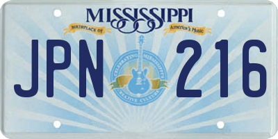 MS license plate JPN216