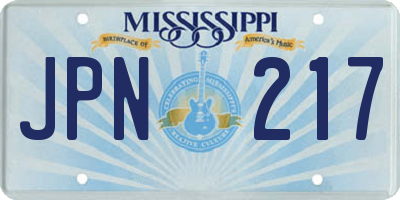 MS license plate JPN217