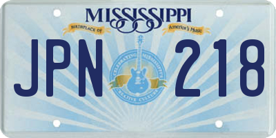 MS license plate JPN218