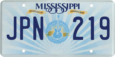 MS license plate JPN219