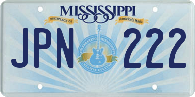 MS license plate JPN222