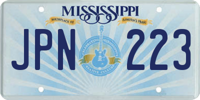 MS license plate JPN223