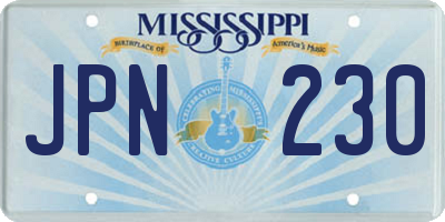 MS license plate JPN230