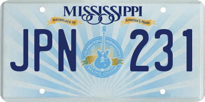 MS license plate JPN231