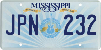MS license plate JPN232