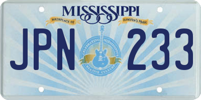 MS license plate JPN233