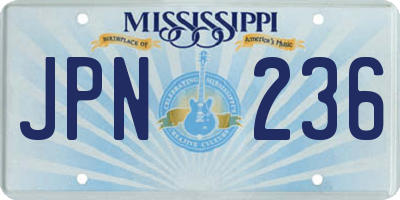 MS license plate JPN236