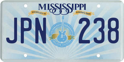 MS license plate JPN238