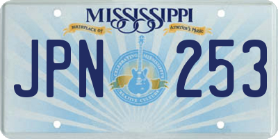 MS license plate JPN253