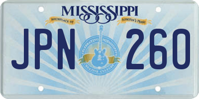 MS license plate JPN260