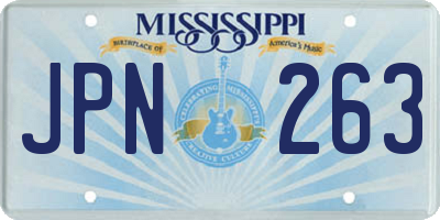 MS license plate JPN263