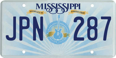 MS license plate JPN287