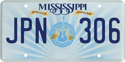 MS license plate JPN306