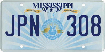 MS license plate JPN308