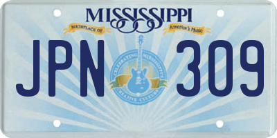 MS license plate JPN309