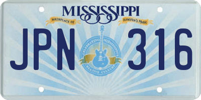 MS license plate JPN316