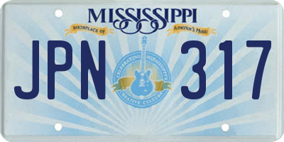 MS license plate JPN317