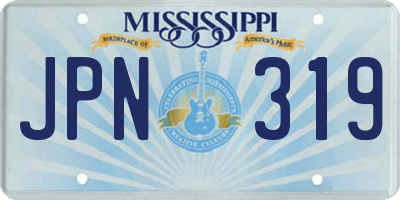 MS license plate JPN319