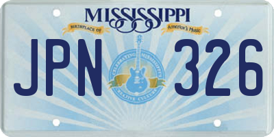 MS license plate JPN326