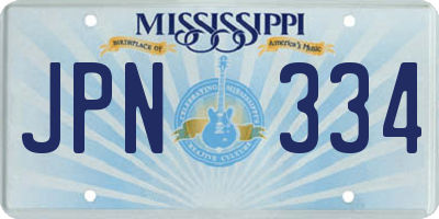 MS license plate JPN334