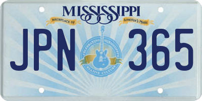 MS license plate JPN365