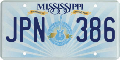 MS license plate JPN386
