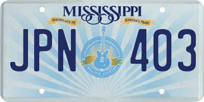 MS license plate JPN403