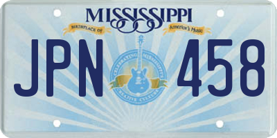 MS license plate JPN458