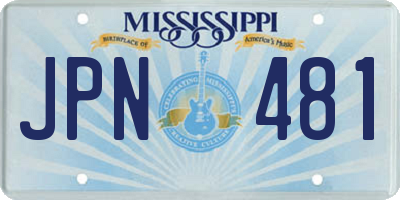 MS license plate JPN481