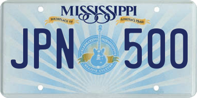 MS license plate JPN500