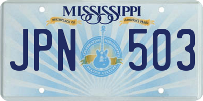 MS license plate JPN503