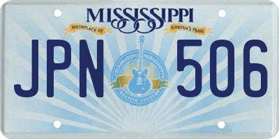 MS license plate JPN506