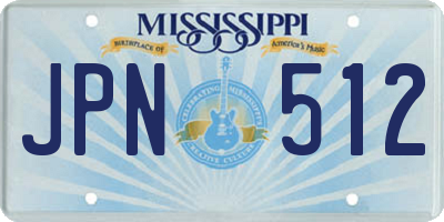 MS license plate JPN512