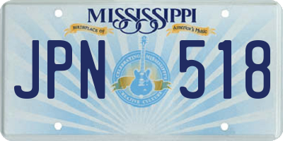 MS license plate JPN518