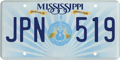 MS license plate JPN519