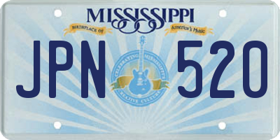 MS license plate JPN520