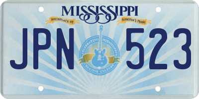 MS license plate JPN523